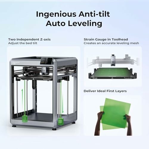 3D printer with auto-leveling features and strain gauge toolhead.