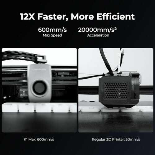 Comparison of 3D printer speeds and acceleration.