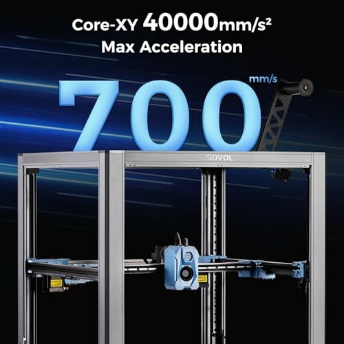 Sovol 3D printer with Core-XY max acceleration 40000 mm/s² and speed 700 mm/s.