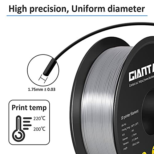 3D printer filament with high precision and uniform diameter.