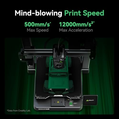 3D printer with mind-blowing print speed of 500mm/s and max acceleration of 12000mm/s².