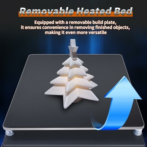 3D printer removable heated bed with a model tree.