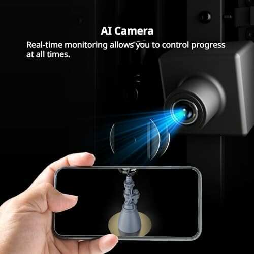 AI camera with real-time monitoring on smartphone.
