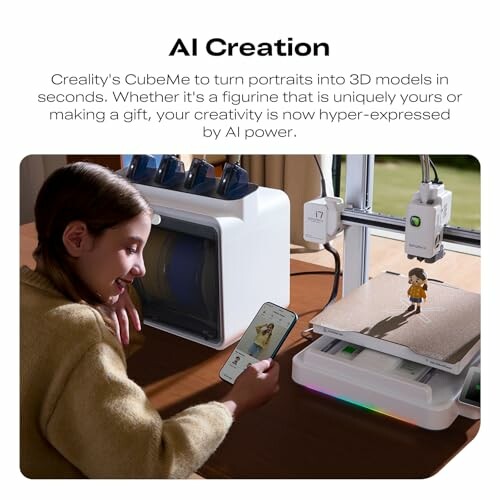 Person using AI-powered device to create 3D models.