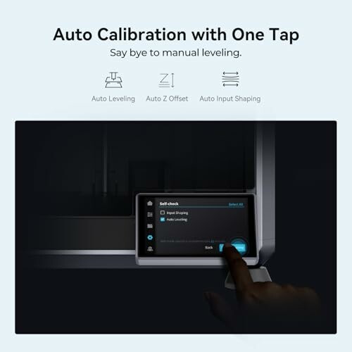 3D printer auto calibration touch screen interface.
