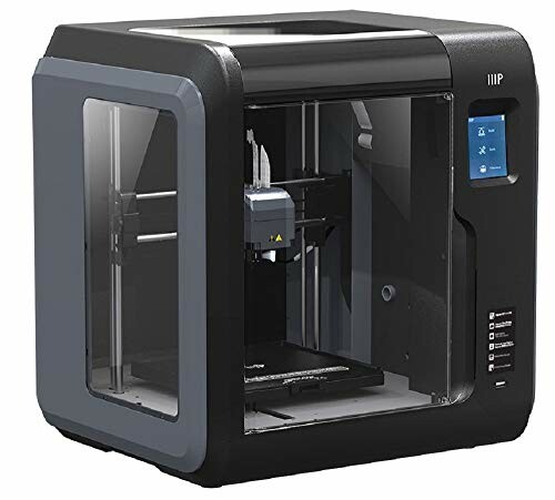 Compact 3D printer with a sleek design and clear front panel.