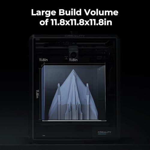 Creality 3D printer with large build volume of 11.8x11.8x11.8 inches.