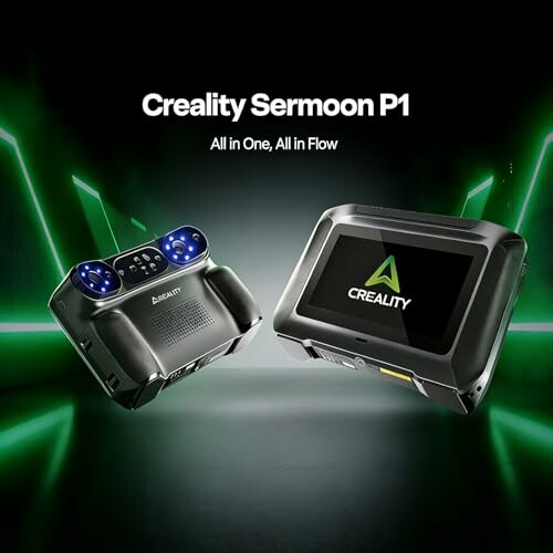 Creality Sermoon P1 3D printer components with green lights.