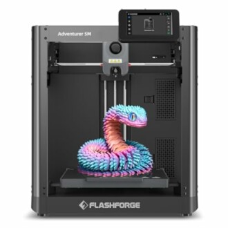 FlashForge 3D printer with colorful 3D model inside