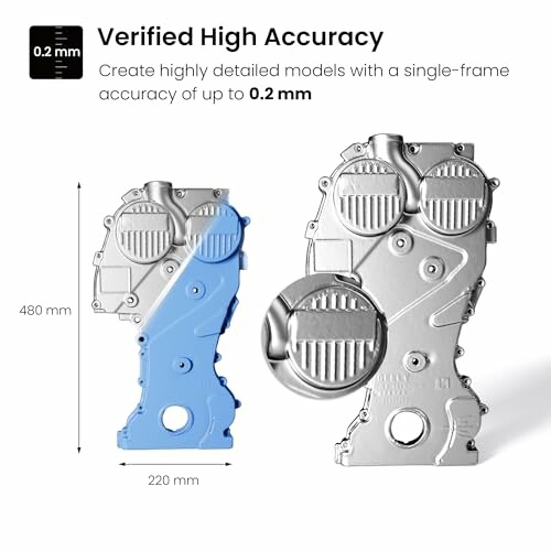 Detailed model demonstrating 0.2 mm accuracy.