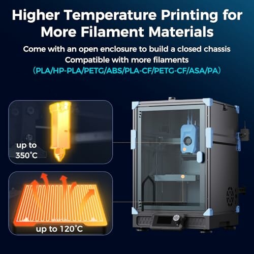 3D printer with enclosure for high-temperature filament materials.