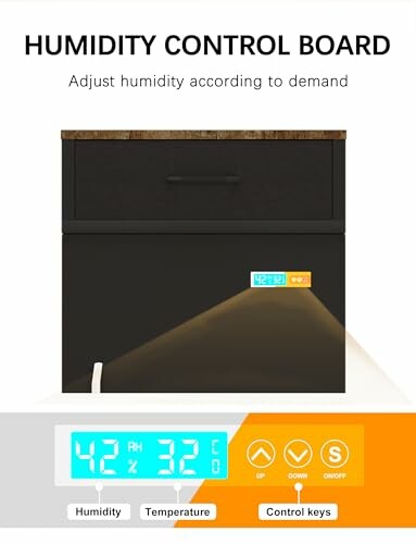 Humidity control board with temperature display and control keys.