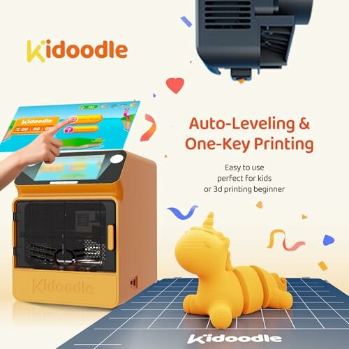 Kidoodie 3D printer with auto-leveling and one-key printing, suitable for kids.