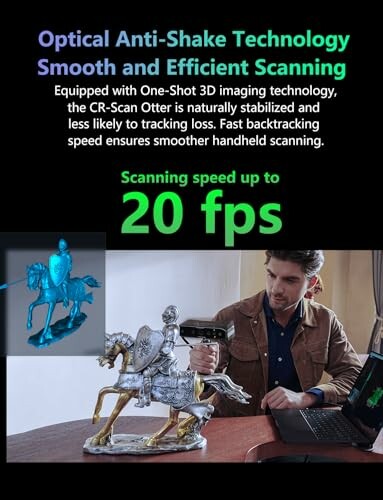 Man using optical anti-shake technology for efficient scanning
