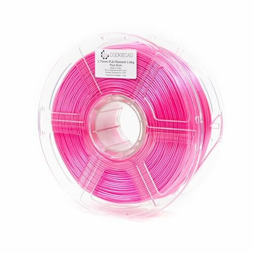 Spool of pink PLA filament for 3D printing.