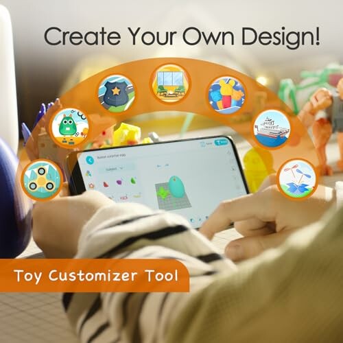 Person using toy customizer tool on tablet.